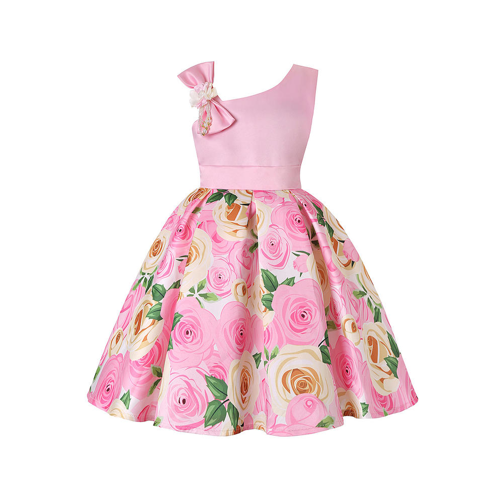 KettyMore Kids Girls Solid Bust Flower Decorated Christmas Dress