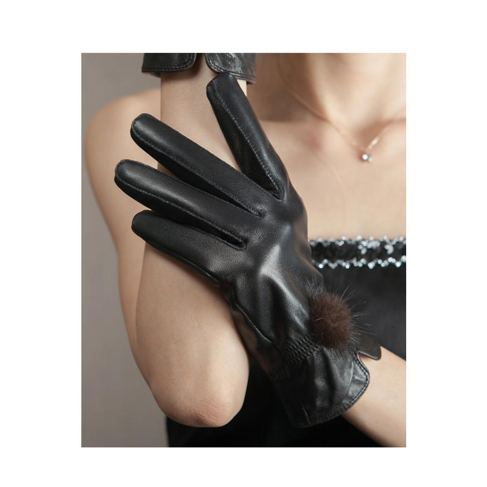 KettyMore Women Thick Velvet Casual Warm Leather Winter Gloves