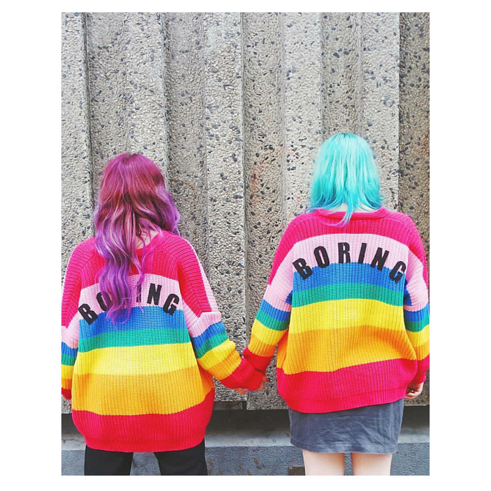 KettyMore Women Thick Striped Rainbow Cardigan