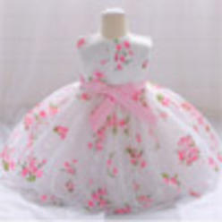 KettyMore Kids Baby Girls Round Neck Flower Waist Dress