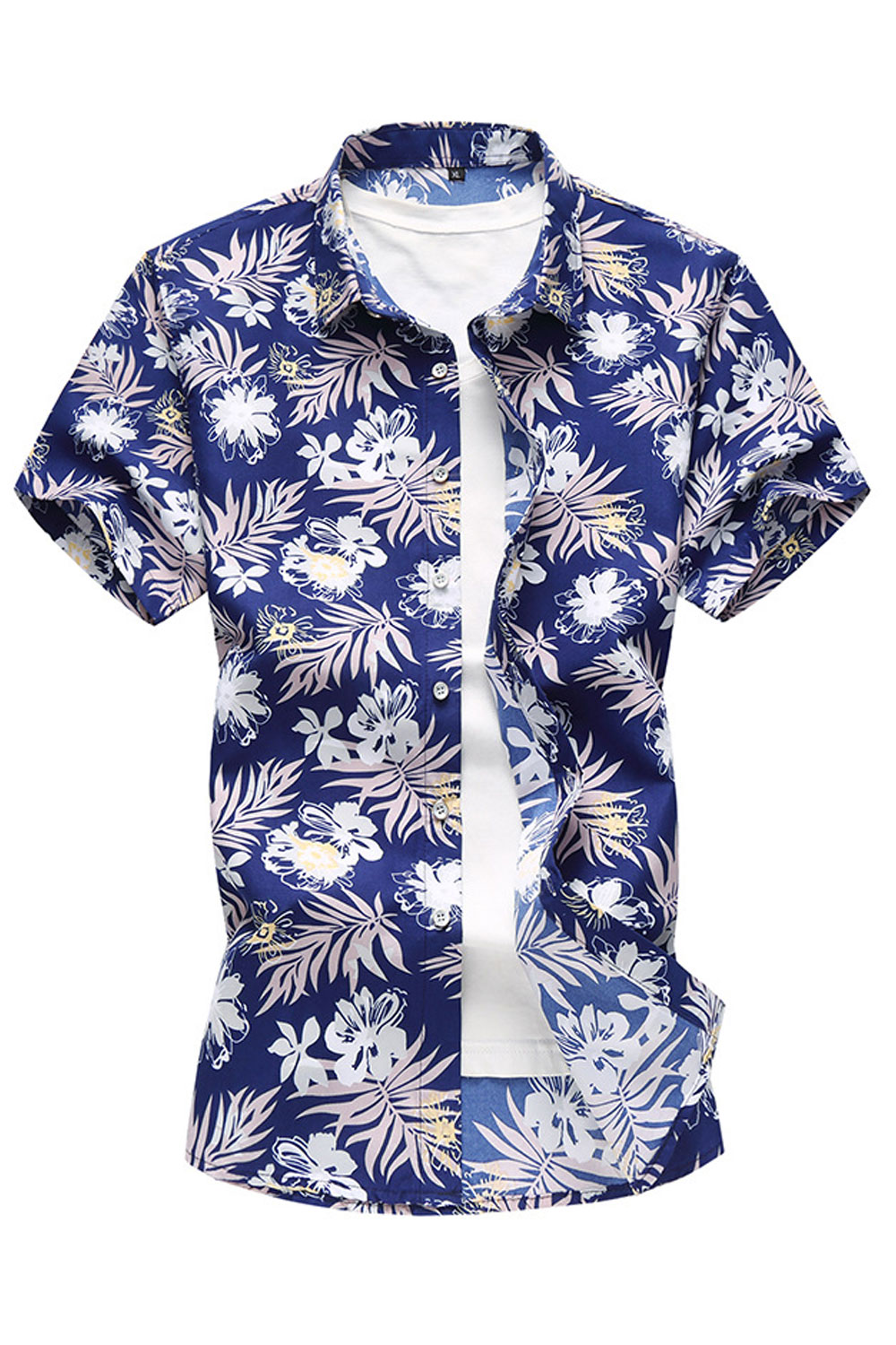 petite KettyMore Men Summer Fashion Short Sleeve Beach Shirt, Black
