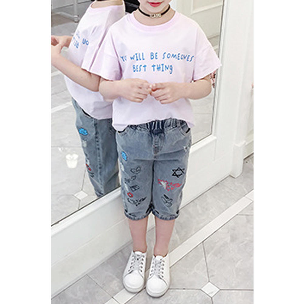KettyMore Kids Girls Loose Graphic Summer Vacation T-Shirt