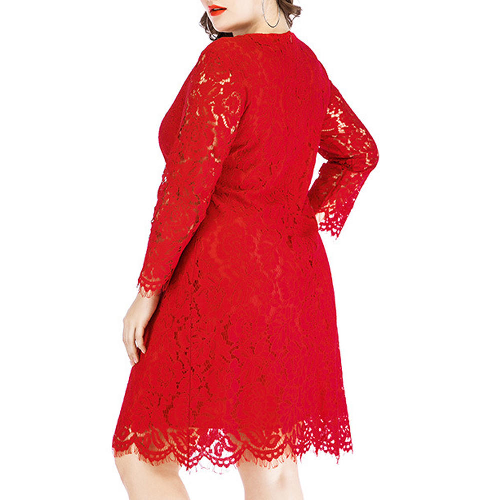 ZaraBeez Women Wonder-full Flower Lace Round Neck Solid Color Dress