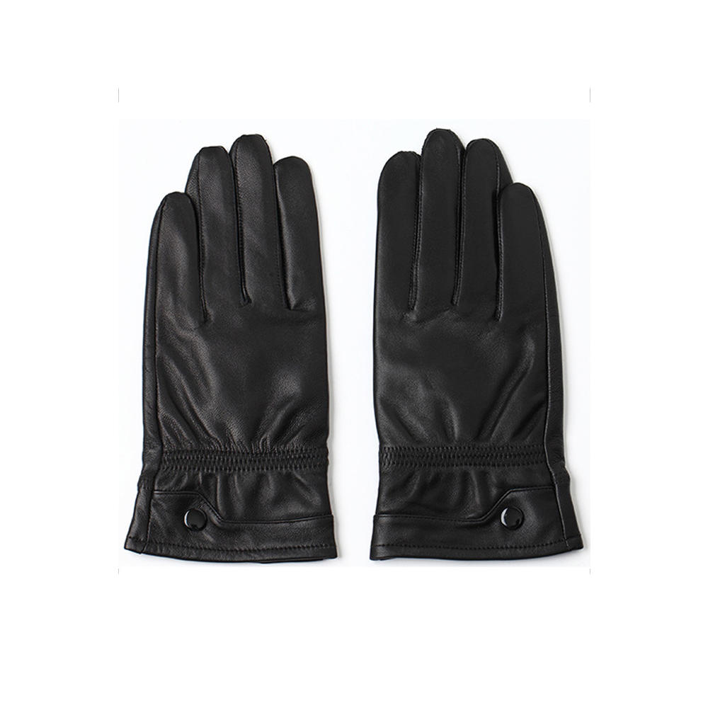 Ketty More Men Thick & Warm Solid Color Pu Leather Winter Gloves