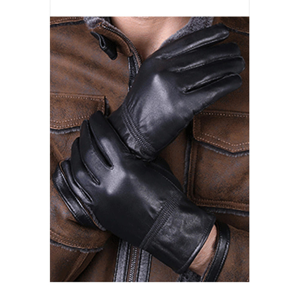 KettyMore Men Thick & Warm Pu Leather Winter Gloves