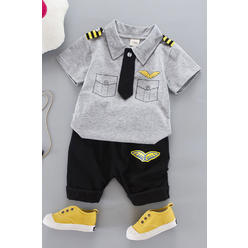 KettyMore Toddler Boy Stylish Breathable Collar Neck Two Piece Outfit Set