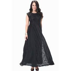ZaraBeez Women Round Neck Sleeveless Plus Size Lace Dress
