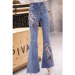 KettyMore Women Flower Designed Thigh Jeans