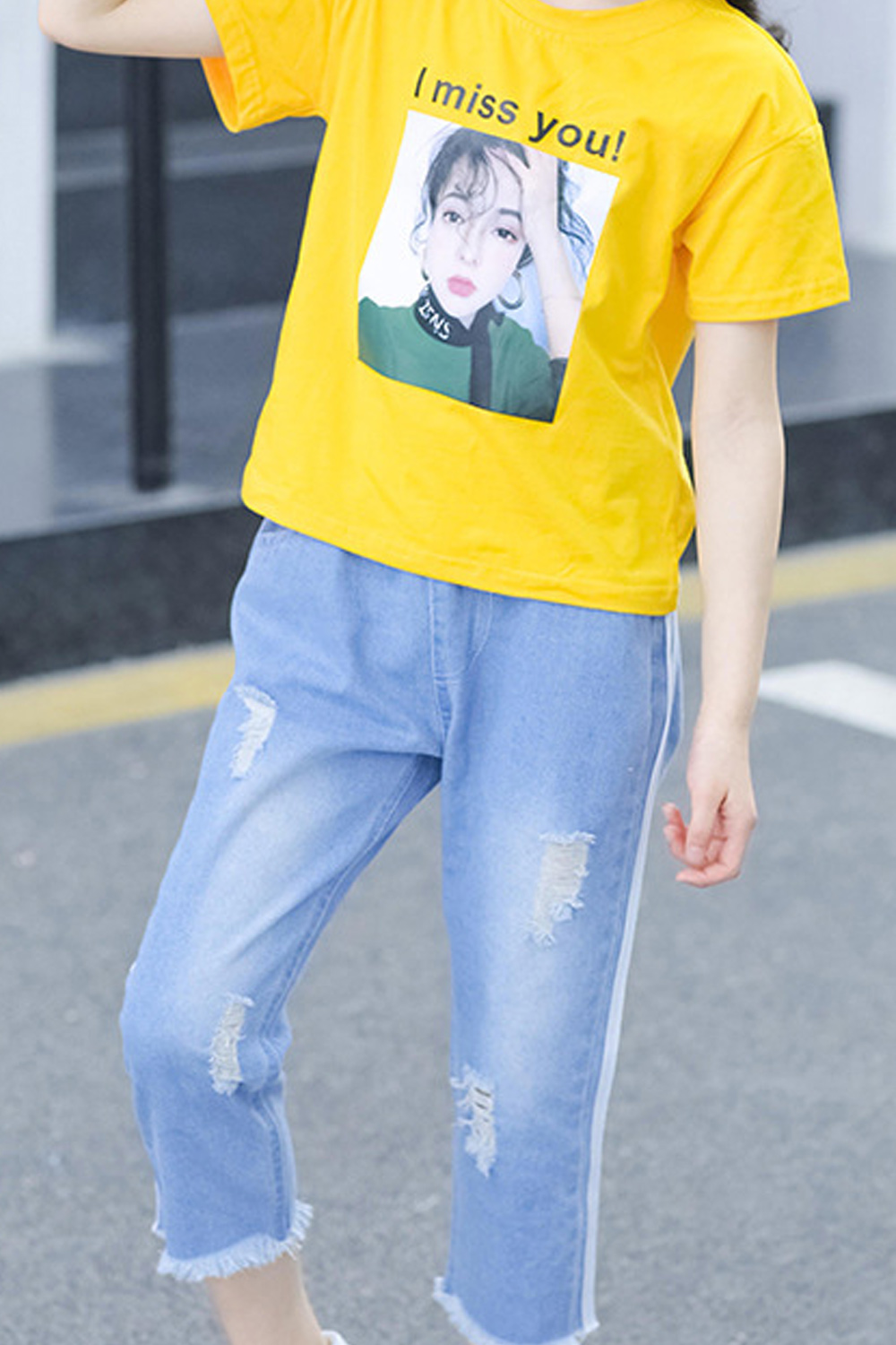 Jeans t shirt girl Clearance