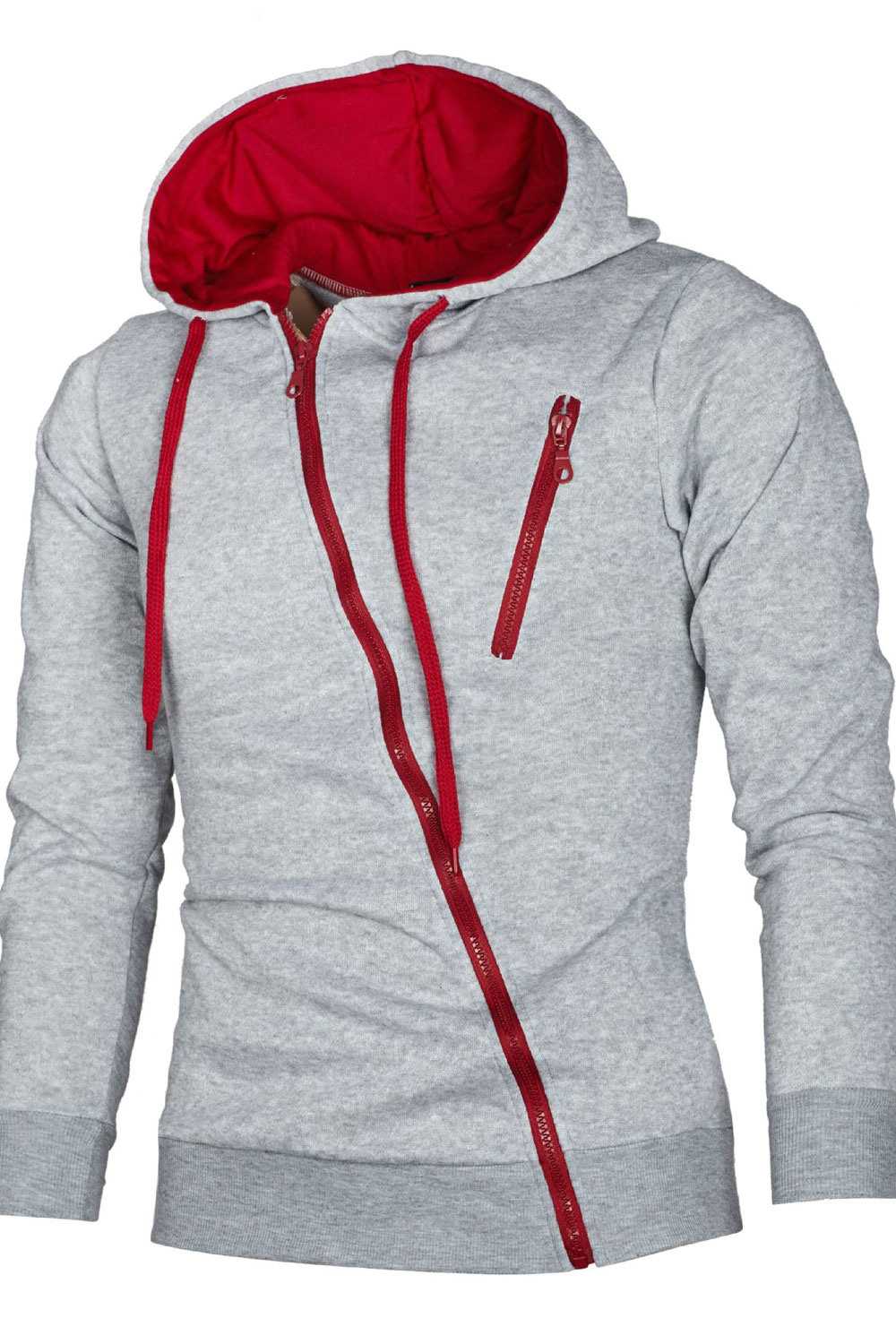 ZaraBeez Women Oblique Style Zipper Closure Long Sleeve Slim