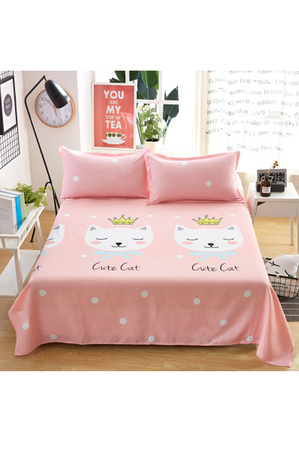 KettyMore Home Decor Cute Cartoon Printed Lovely Bed Sheet With Pillow  Covers
