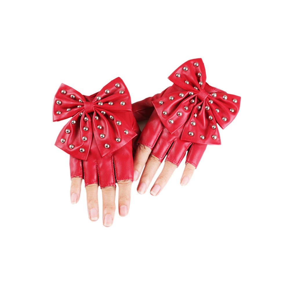 KettyMore Women Elegant Solid Colored Half Finger Styled PU Gloves