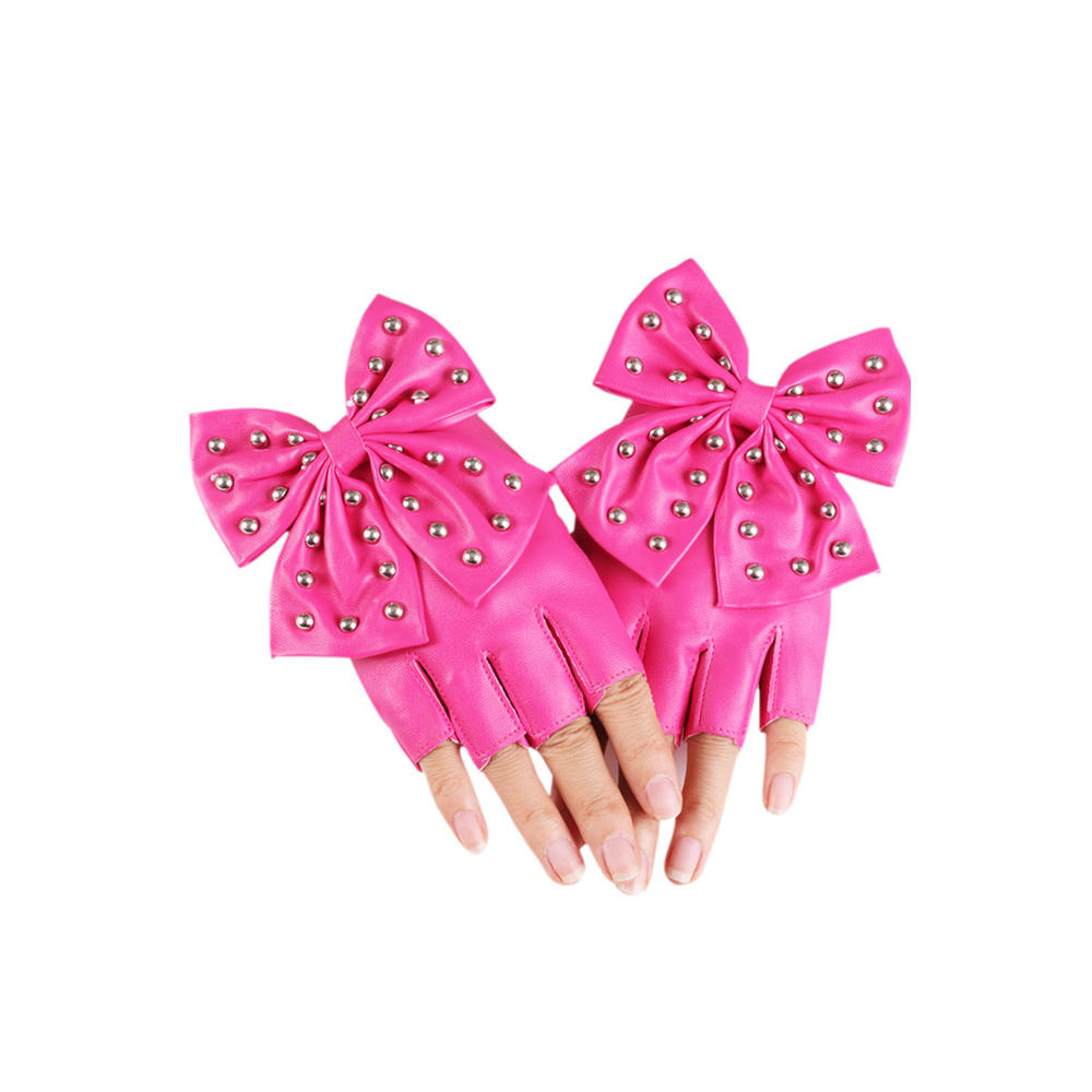 KettyMore Women Elegant Solid Colored Half Finger Styled PU Gloves
