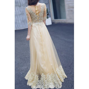 KettyMore Women Solid Pattern Embroidered Style Long Wedding Party Dress