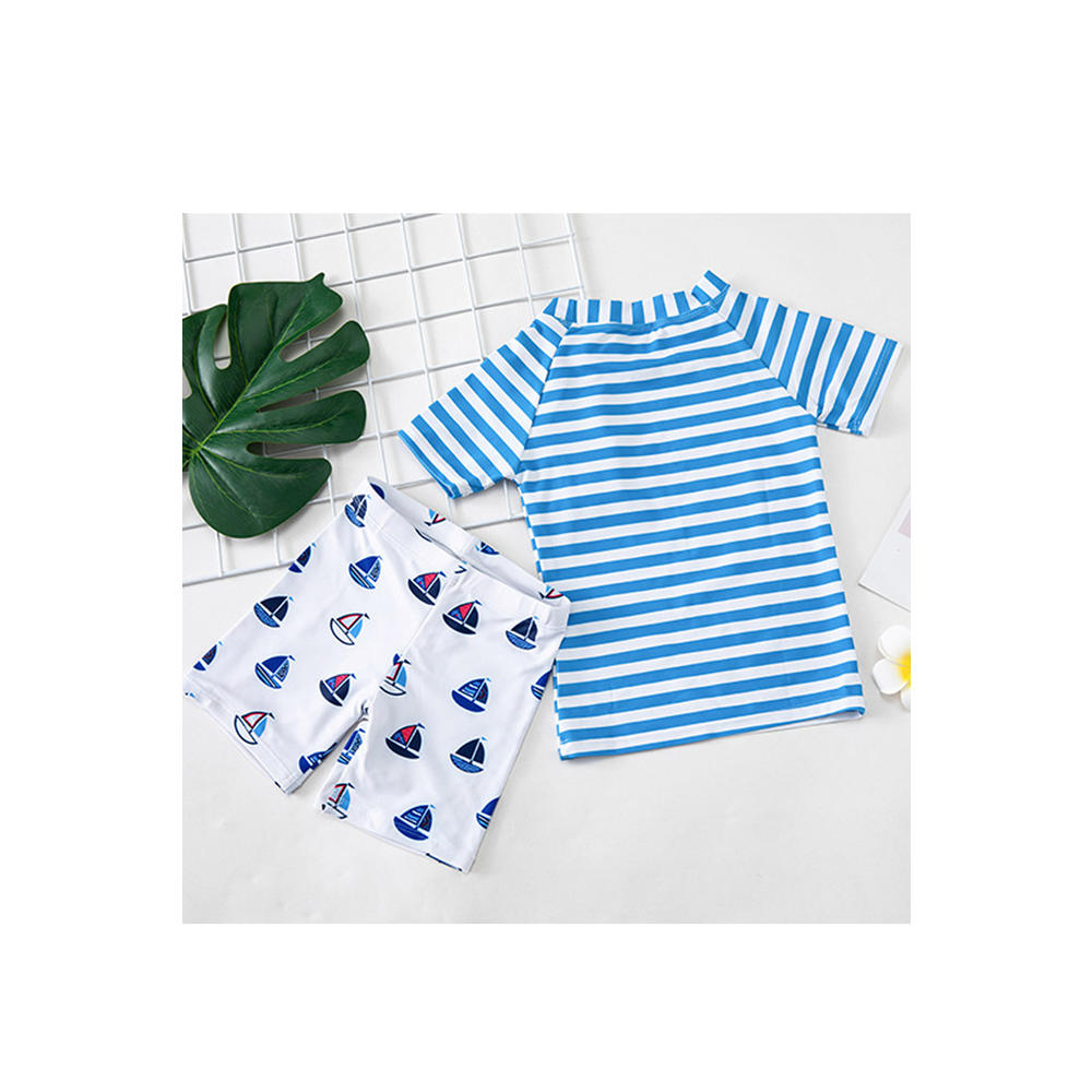 KettyMore Baby Boys Elegant Striped Pattern Two Piece Short Sleeve Summer Swimwear