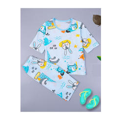 KettyMore Baby Boys Two Piece Rabbit Printed Elastic Waistband Comfy Sleepwear Set