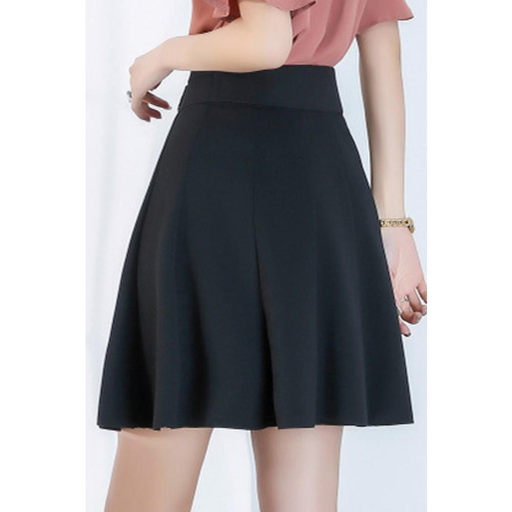 Unomatch Women Short Length Solid Colored Breathable Elastic Waist Comfy Skirt
