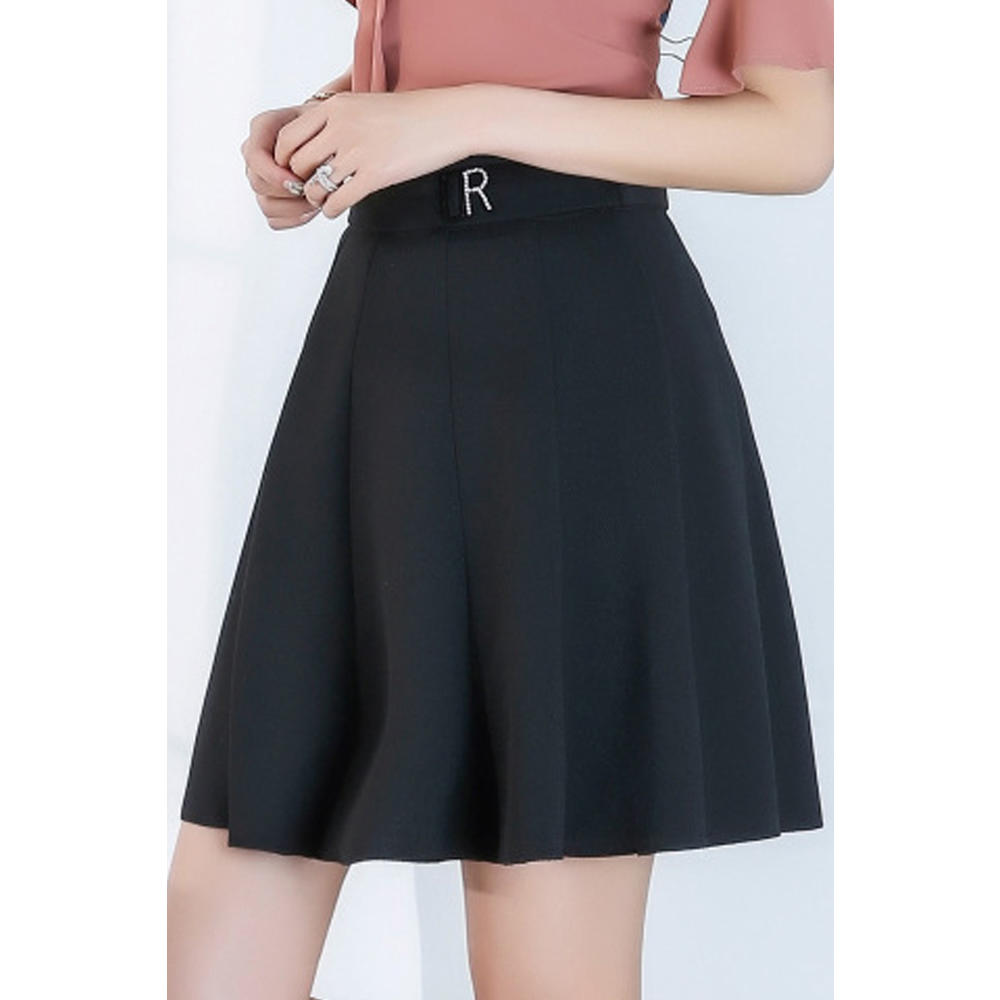 Unomatch Women Short Length Solid Colored Breathable Elastic Waist Comfy Skirt