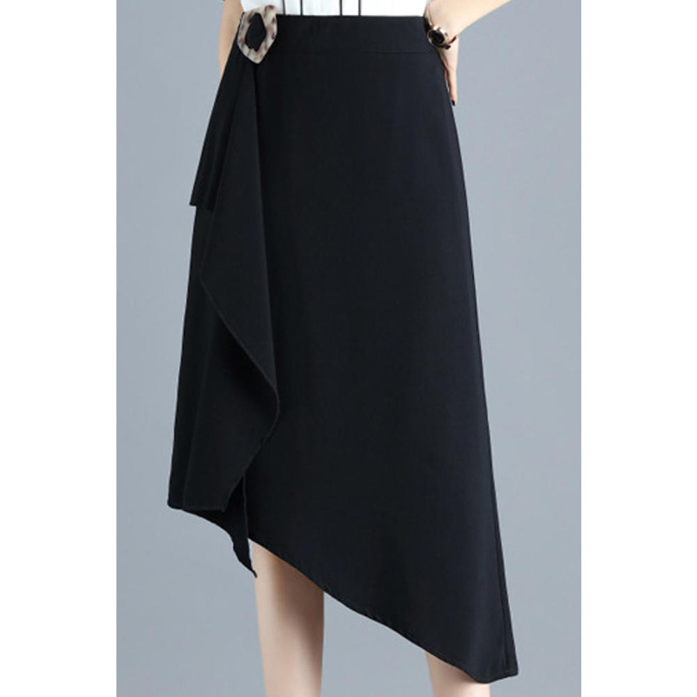 Ketty More Women Modern Irregular Hem Solid Colored Pretty Lightweight Skirt