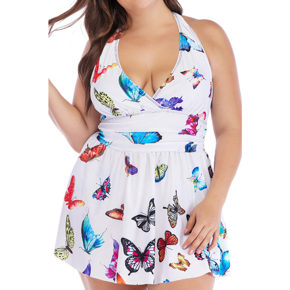 Ketty More Women One Piece Loose Skirt Pretty Butterfly Printed Swimwear