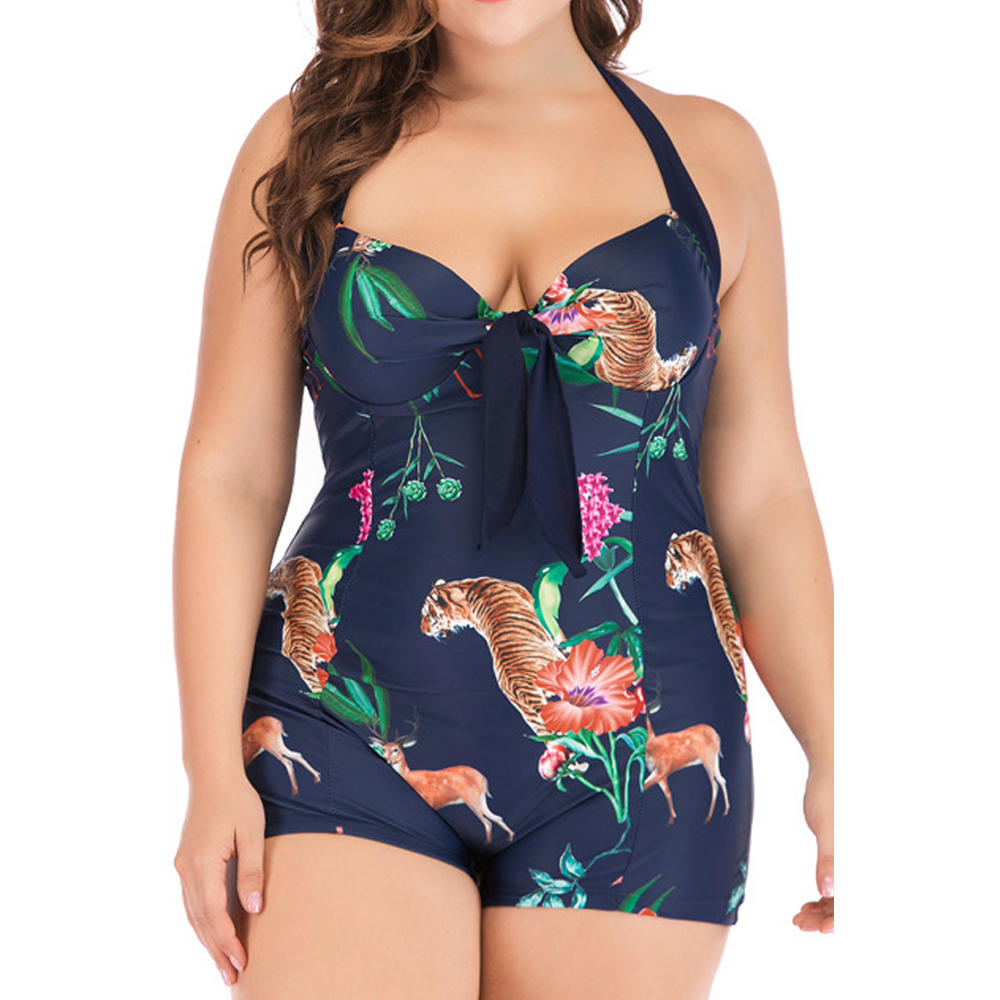 Ketty More Women Trendy Printed Style Hang Neck One Piece Slim Fit Summer Swimwear