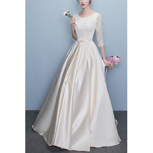 open lace back dress Elegant Women Pleated Mid-Length Dress