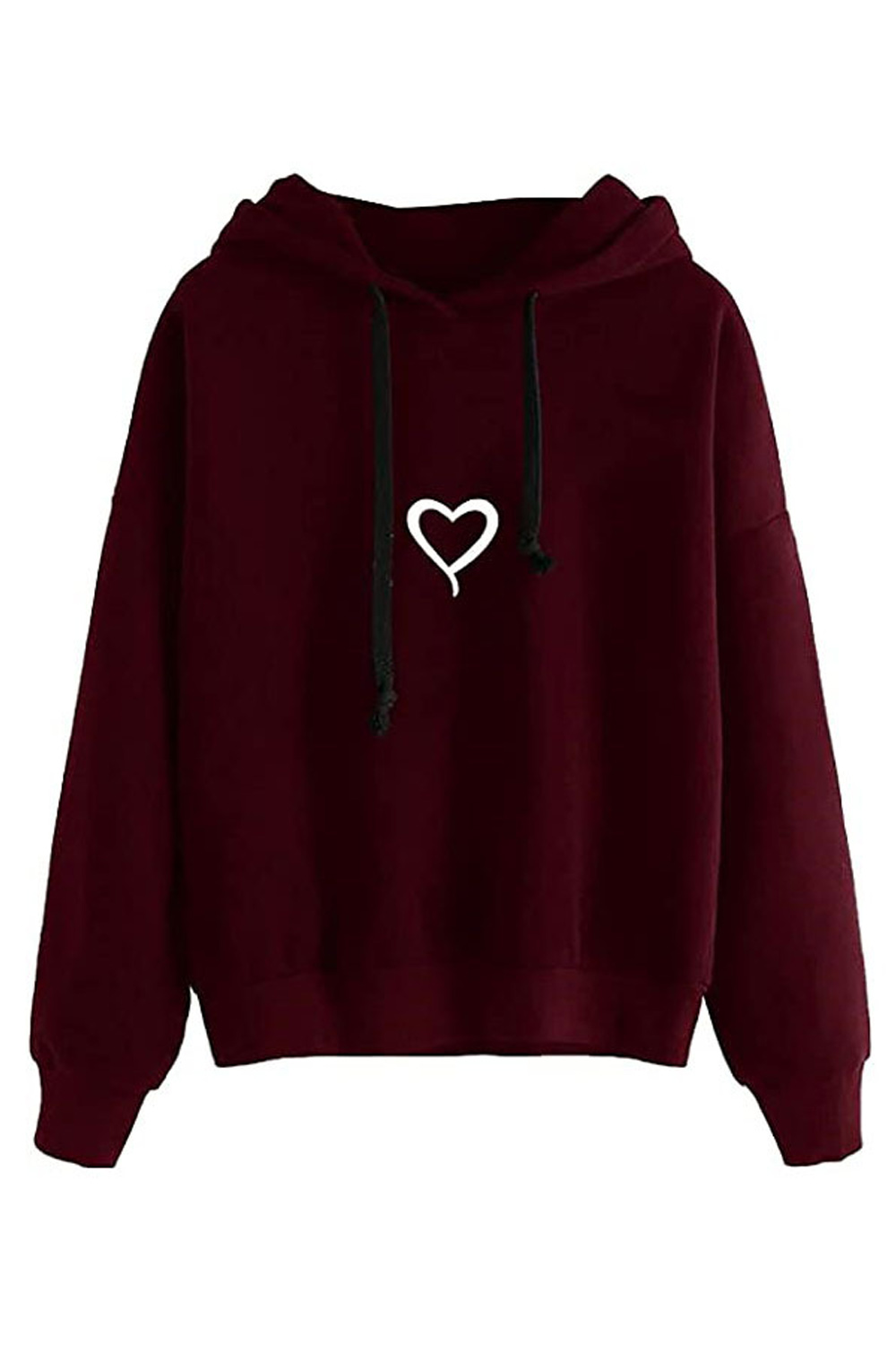 Jhon Peters Women Lovely Solid Color Heart Printed Regular Fit Hoodie