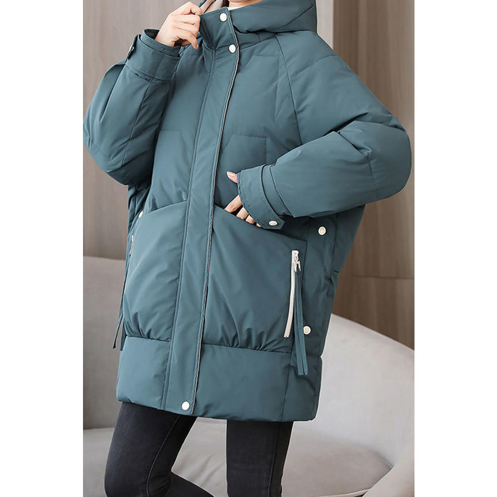 Jhon Peters Women Regular Fit Solid Colored Long Sleeve Hooded Style Padded Jacket