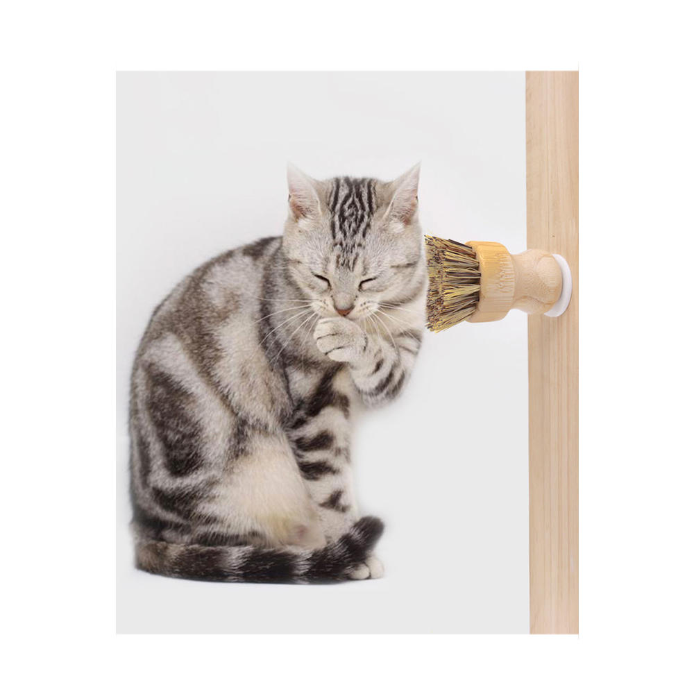 KettyMore Pet Supplier Sisal Massage Comfortable Wooden Handle Cat Rubbing Brush