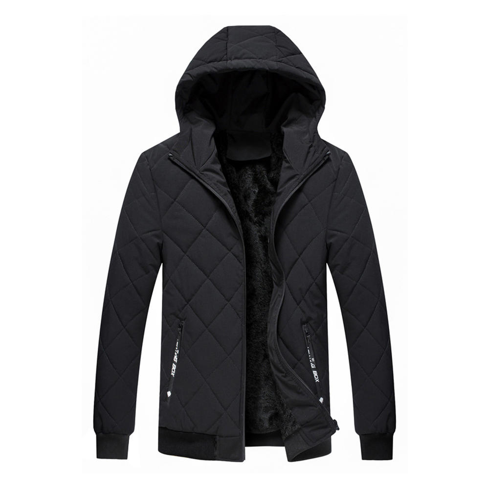 Yazona Men Alluring Windproof Hooded Neck Ribbed Hem Solid Colored ...