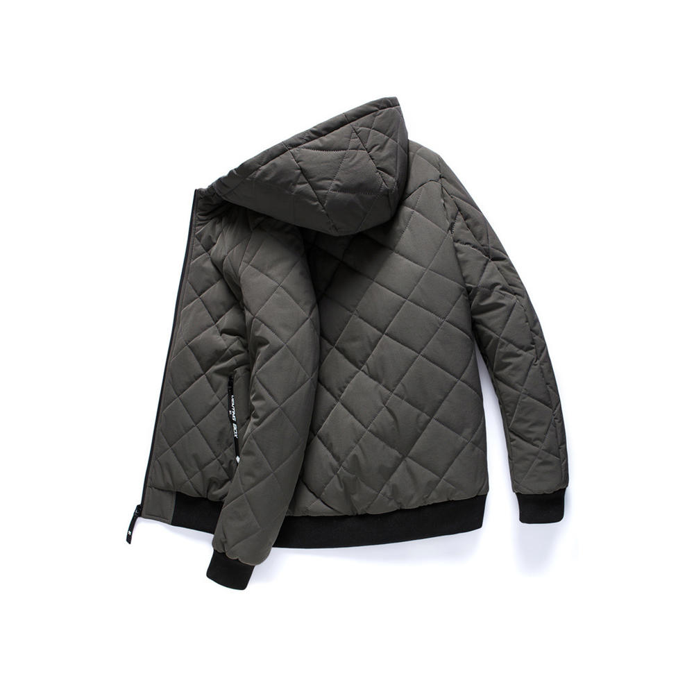 Unomatch Men Alluring Windproof Hooded Neck Ribbed Hem Solid Colored ...