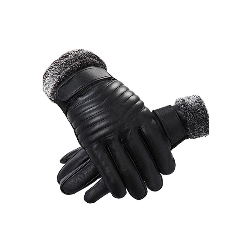KettyMore Men Awesome Solid Colored Thick & Warm PU Leather Comfortable Touch Screen Winter Gloves
