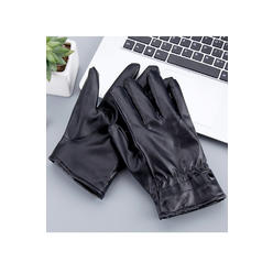 KettyMore Men Winter Thick & Warm Comfortable Leather Material Elegent Solid Colored Gloves