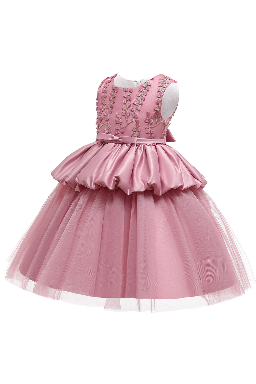 KettyMore Kids Girls Lovely Solid Colored Round Neck Sleeveless Fluffy Hem Superb Comfortable Party Dress, Green