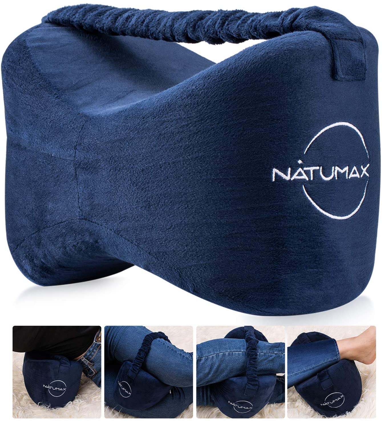 NATUMAX Knee Pillow for Side Sleepers - Sciatica Pain Relief - Back Pain,  Leg Pain, Pregnancy, Hip and Joint Pain - Memory Foam Leg Pill