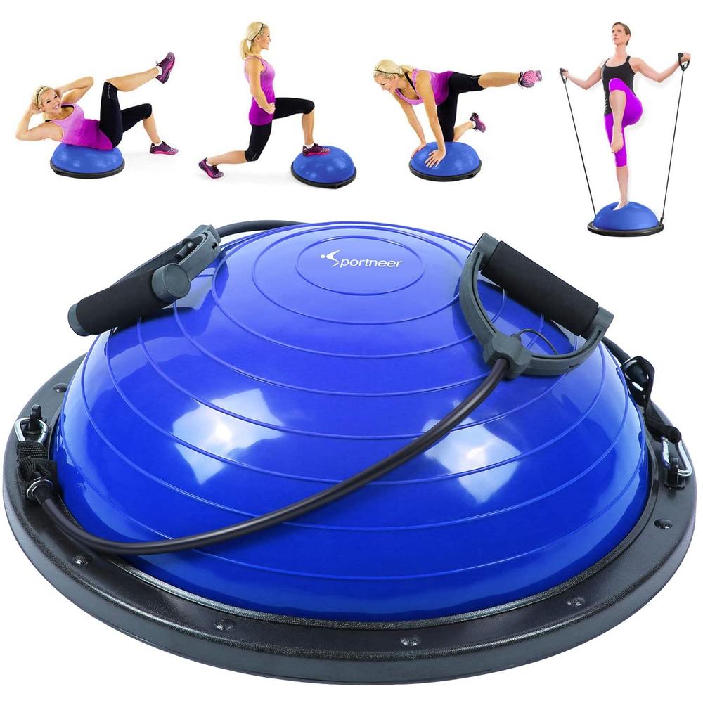 Sportneer Half Balance Ball Balance Board with Resistance Bands, Balance Trainer with Pump for Core Ab Training Yoga Home Fitness Stabili