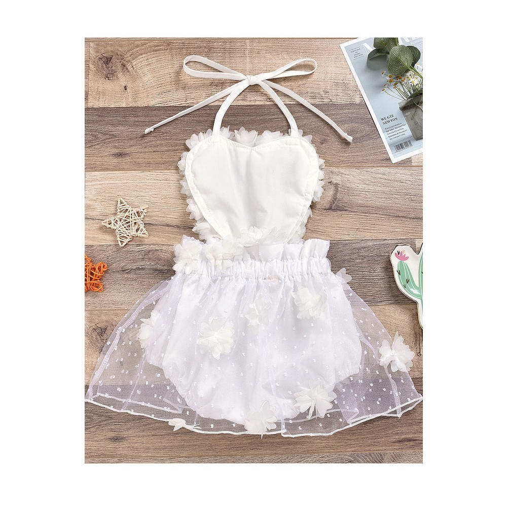Ketty More Baby & Toddler Girls Thin Ruffled Tie Strap Neck Solid Color Cute Breathable Dress