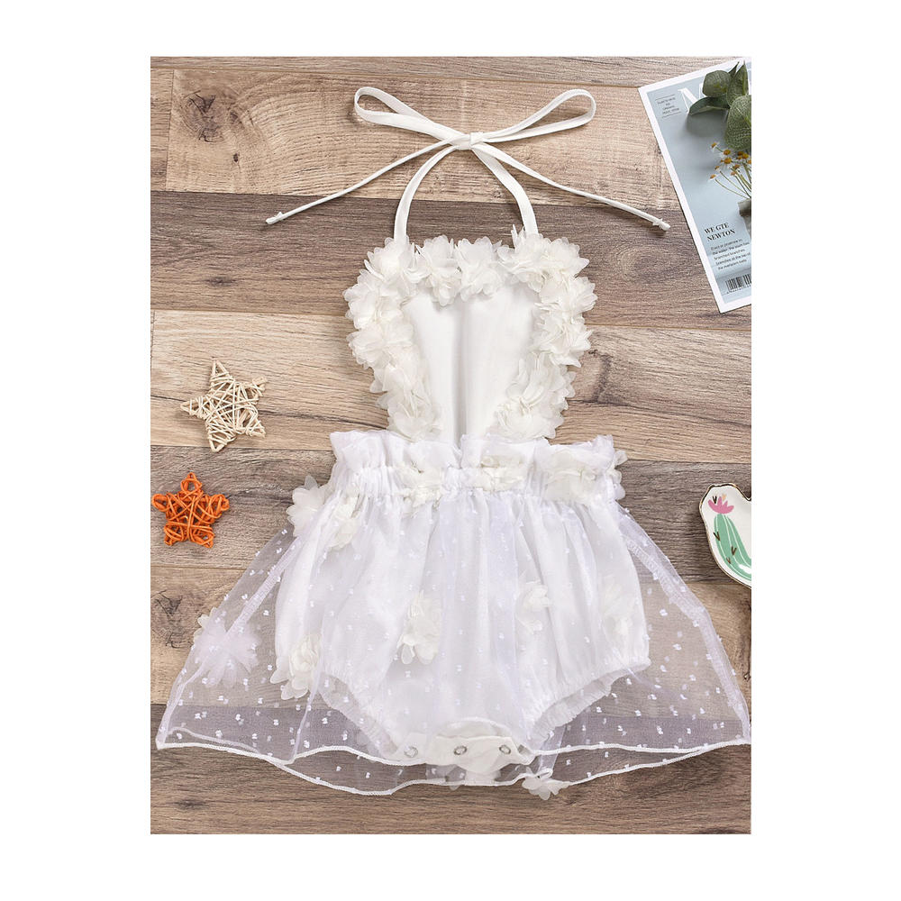 Ketty More Baby & Toddler Girls Thin Ruffled Tie Strap Neck Solid Color Cute Breathable Dress