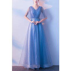 KettyMore Women V-Neck Style Solid Colored Elegant Thin Charming Wedding Dress