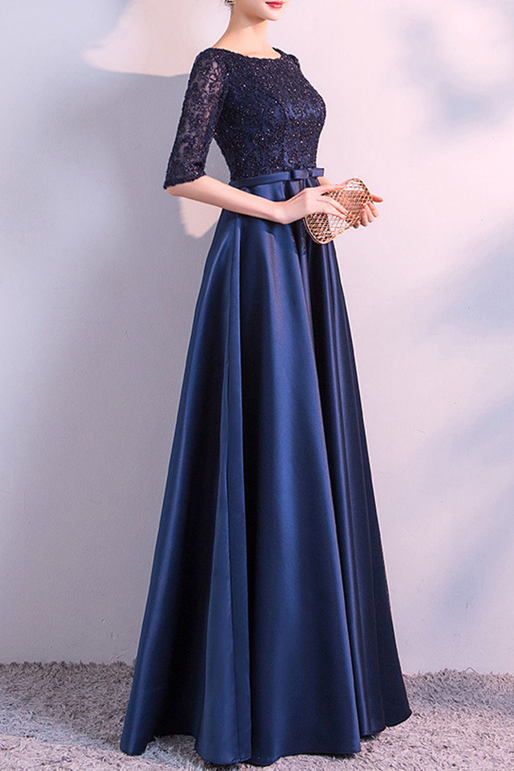 long sleeve formal dresses for juniors Long Sleeve Midi Dress with Lapel and Pockets