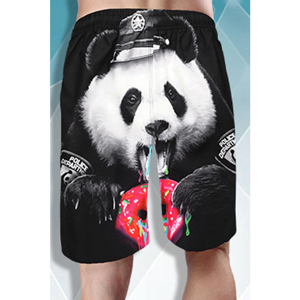 Ketty More Men Panda Printed Stylish Loose Easy Elastic Waistband Swimwear Short
