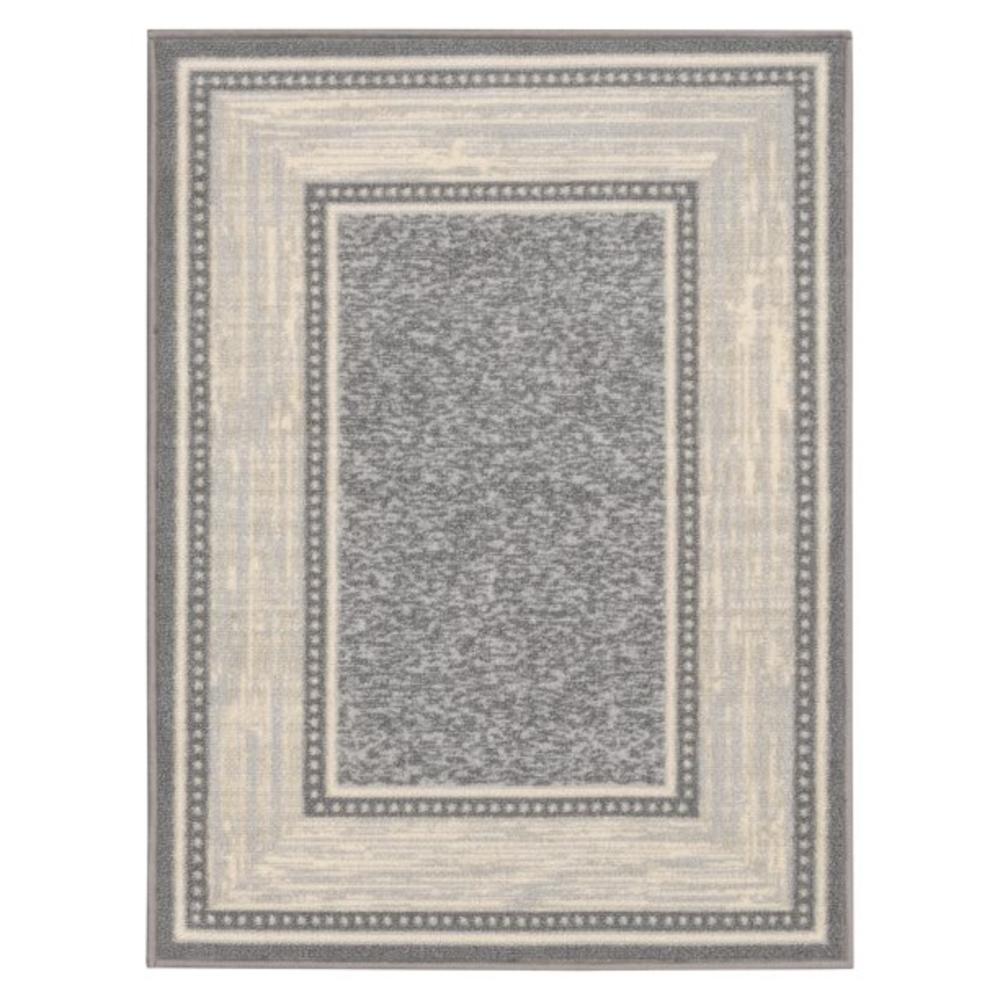 Ottomanson Classics Non-Slip Rubberback Bordered 2x3 Indoor Area Rug/Entryway Mat, 2'3" x 3', Gray