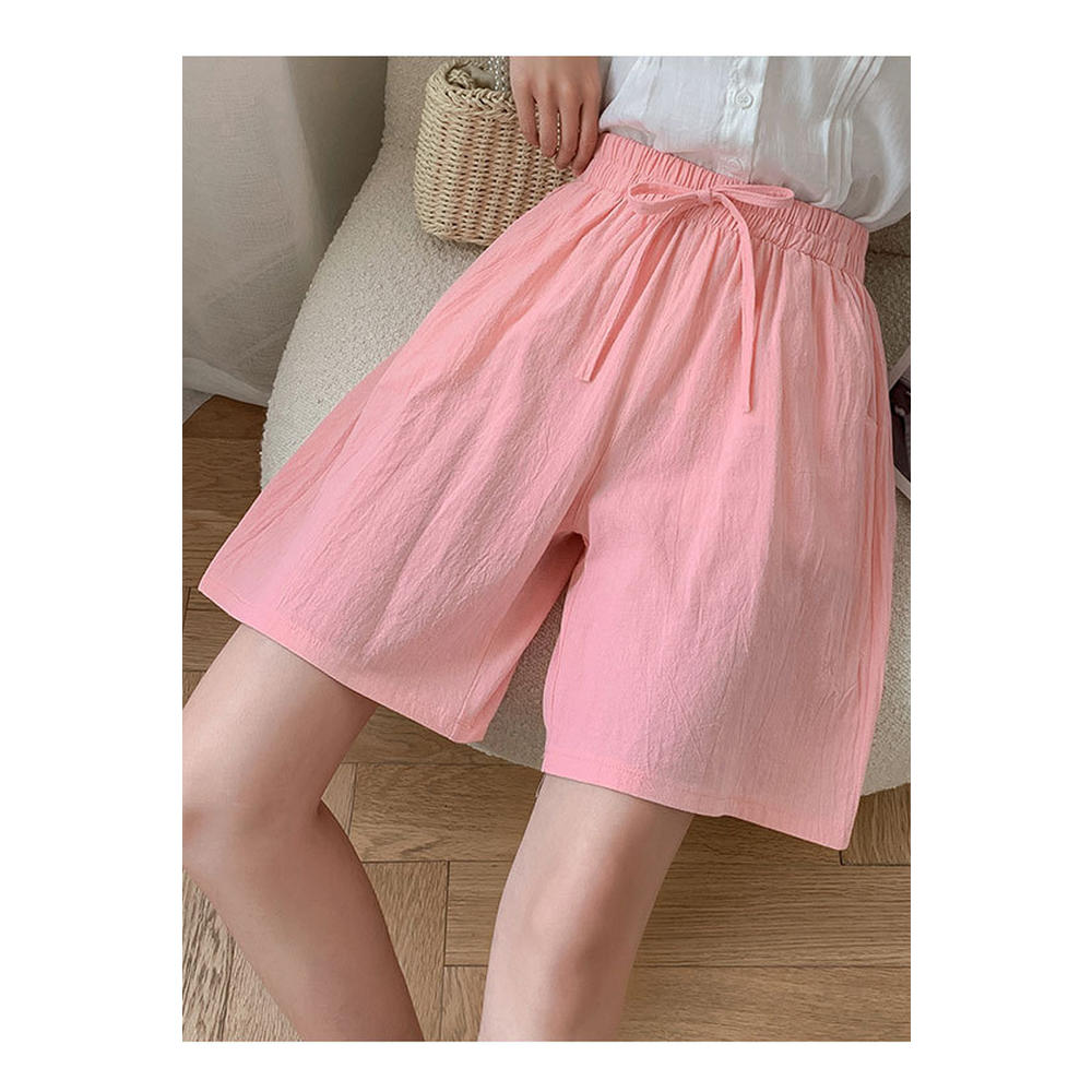 Ketty More Women Elasticated Drawstring Middle Waist Elegent Solid Colored Loose Styled Summer Casual Short