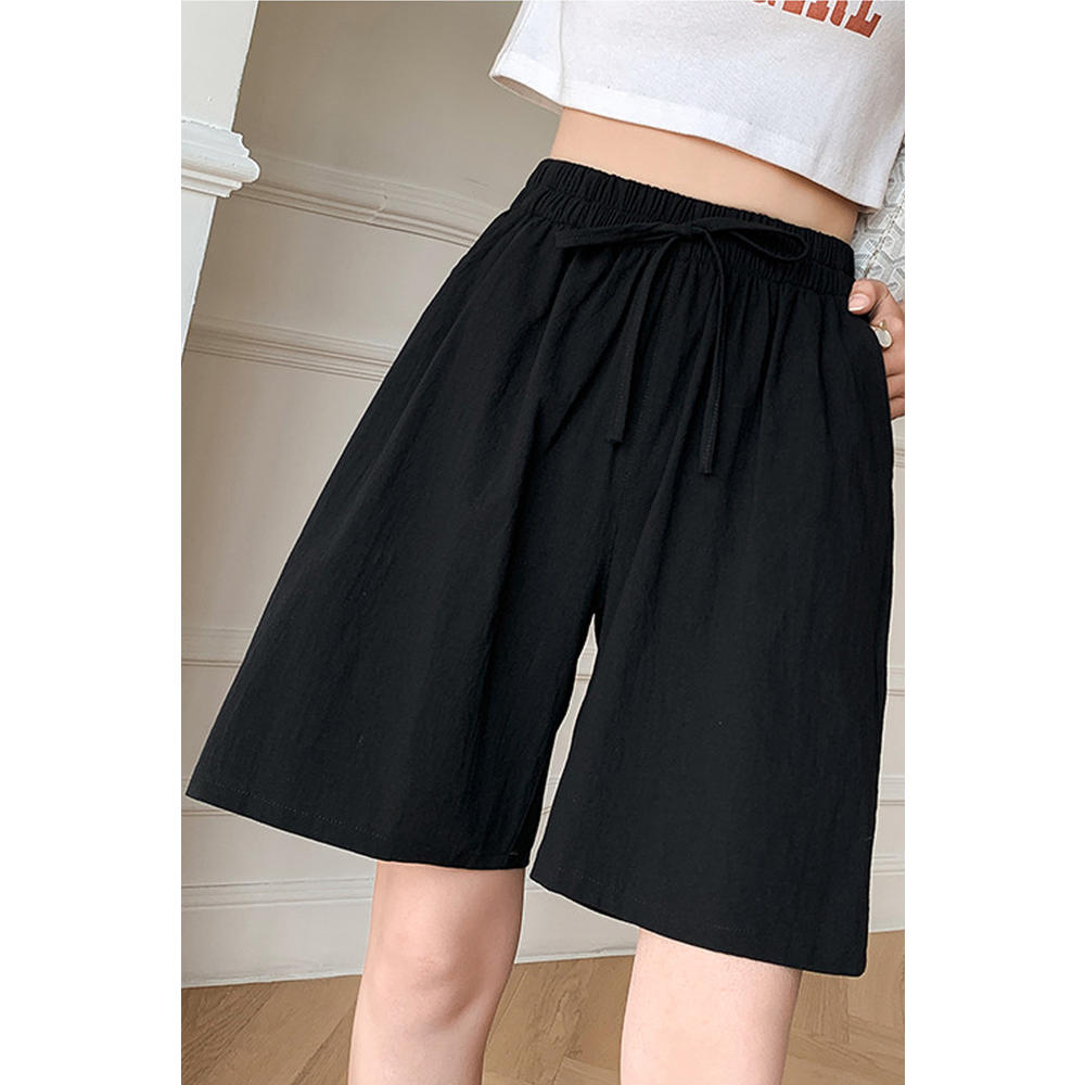 Ketty More Women Elasticated Drawstring Middle Waist Elegent Solid Colored Loose Styled Summer Casual Short