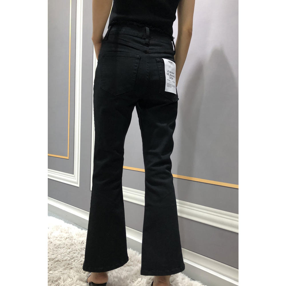 Ketty More Women Splendid Solid Colored Easy High Waist Pockets Styled Slit Wide Ankle Summer Casual Jeans