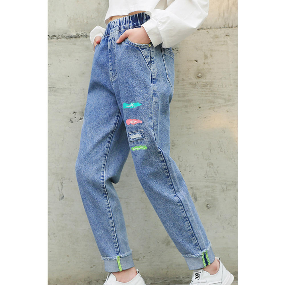KettyMore Kids Girls Relaxed Fit Mid-Waist Pockets Styled Adorable Solid Colored Casual Denim Jeans