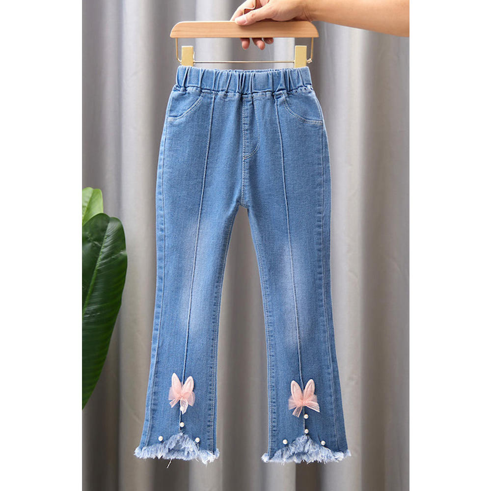 KettyMore Kids Girls Fashionable Wide-Legs Elegent Solid Colored Restful & Comfy Weekend Denim Jeans