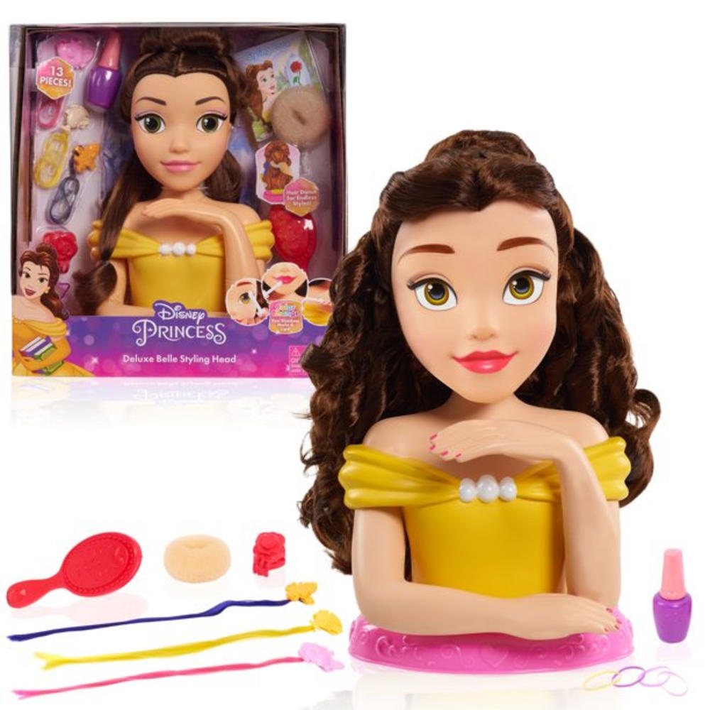 Disney Just Play Disney Princess Deluxe Belle Styling Head, 13-pieces, Kids Toys for Ages 3 up