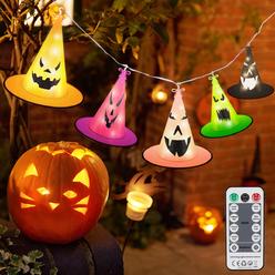 GHODEC 5Pcs 19ft Halloween Witch Hat Lights,Hanging Halloween Decorations Halloween Witch Hat with 8 Modes for Outdoor /Indoor
