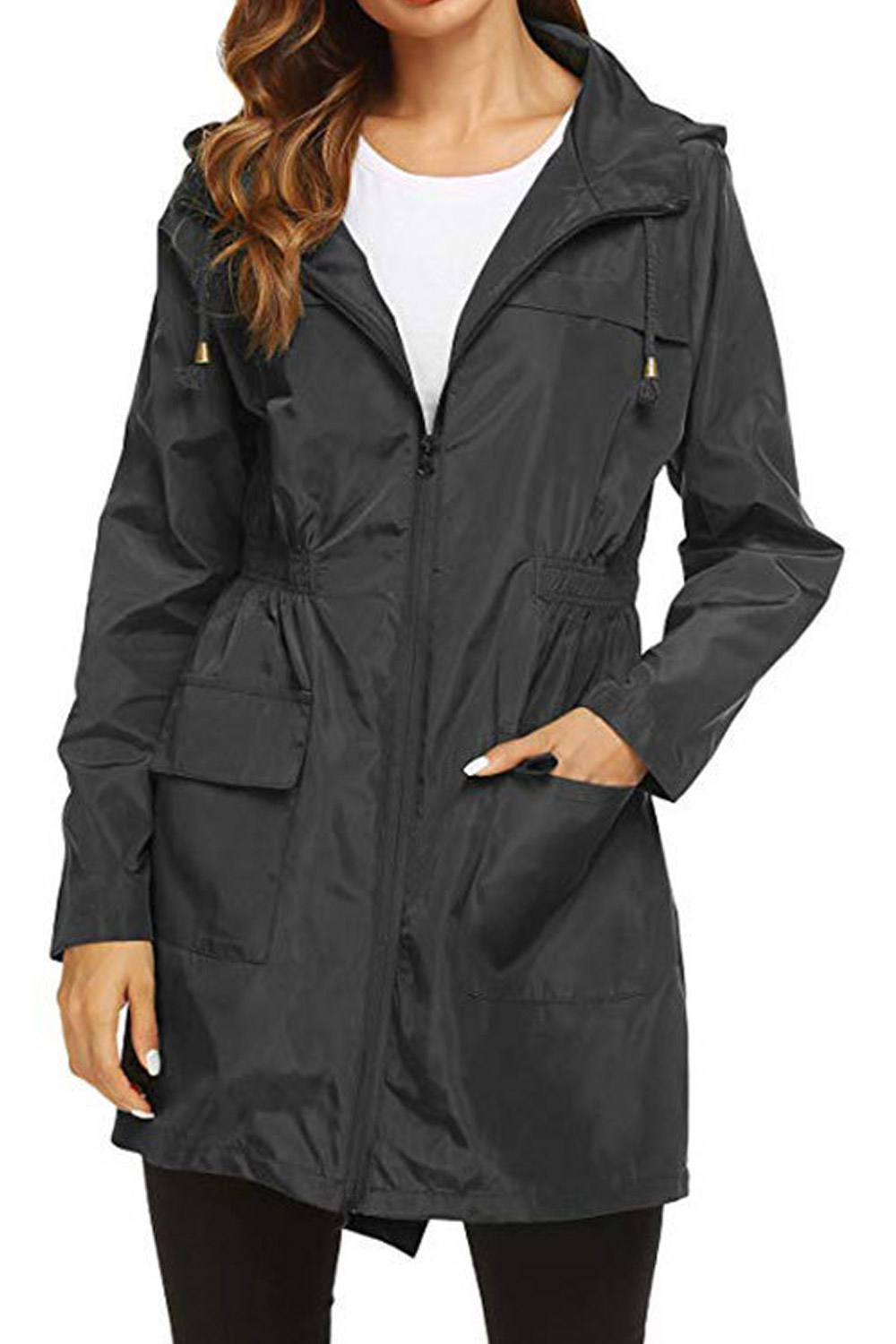Womens knee online length raincoat
